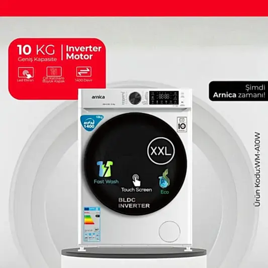 Arnica 10 Kg Inverter Çamaşır Makinesi Beyaz