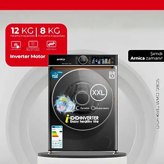 Arnica 12/8 Kg Inverter Çamaşır ve Kurutma Makinesi Inox