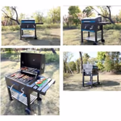 Ayarlanabilir Raflı Kömürlü Termometreli Barbekü Bahçe Izgarası Mangal