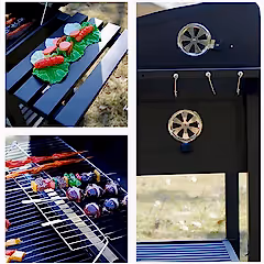 Ayarlanabilir Raflı Kömürlü Termometreli Barbekü Bahçe Izgarası Mangal