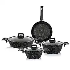 Schafer New Savor Yanmaz Yapışmaz 7 Parça Tencere Seti Siyah