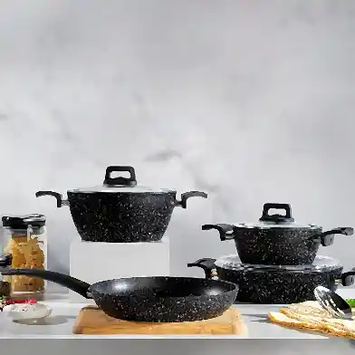 Schafer New Savor Yanmaz Yapışmaz 7 Parça Tencere Seti Siyah