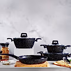 Schafer New Savor Yanmaz Yapışmaz 7 Parça Tencere Seti Siyah