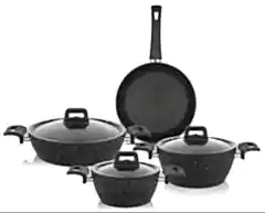Schafer New Savor Yanmaz Yapışmaz 7 Parça Tencere Seti Siyah