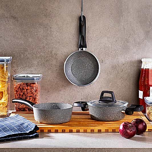 Schafer Piccola 3 Parça Derin Tencere+Tava+Kaçerola Gri