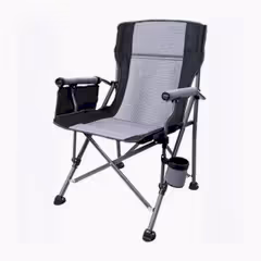 Katlanır Taşıma Çantalı 600D Kumaş Kamp Sandalyesi Gri Siyah