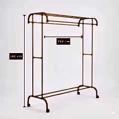 160x150 Cm Metal Tekerlekli Kıyafet Askısı Altın Rengi