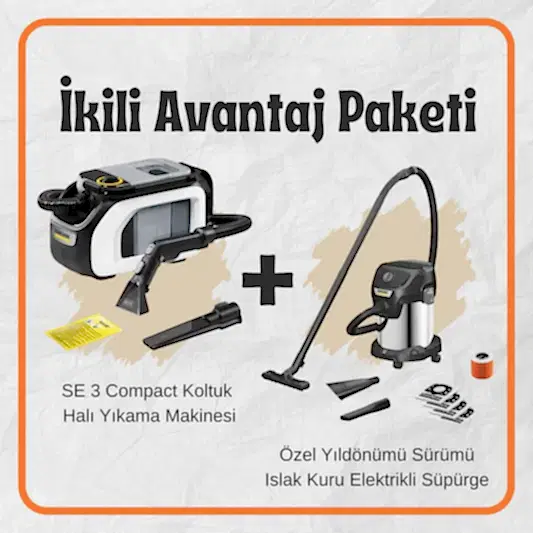 İkili Avantaj Paketi Karcher Koltuk Halı Yıkama ve Islak Kuru Elektrikli Süpürge