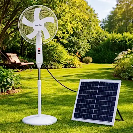 16'' Solar ve Elektrik ile Şarj Edilebilir Işıklı USB Çıkışlı Vantilatör Beyaz