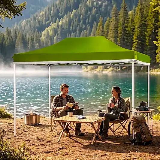 3x3 Metre Gazebo Kolay Kurulumlu 45 mm Profilli 1200 D Kumaş Bahçe Kamp Gölgeliği Tente Yeşil