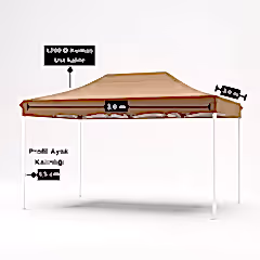 3x3 Metre Gazebo Kolay Kurulumlu 45 mm Profilli 1200 D Kumaş Bahçe Kamp Gölgeliği Tente Altın