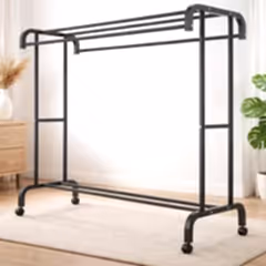 160x150 Cm Metal Tekerlekli Kıyafet Askısı Siyah