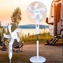 16'' Solar ve Elektrik ile Şarj Edilebilir Işıklı USB Çıkışlı Vantilatör Beyaz