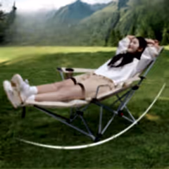 Katlanabilir 600D Oxford Kumaş Ayak Uzatma Bölmeli Kamp Bahçe Sandalyesi Krem