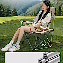 Katlanabilir 600D Oxford Kumaş Ayak Uzatma Bölmeli Kamp Bahçe Sandalyesi Krem