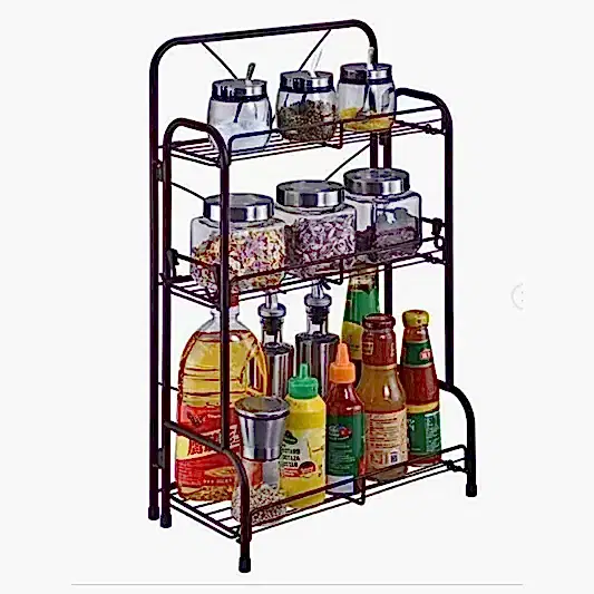 59x19x35 Cm 3 Katlı Tezgah Üstü Mutfak Rafı Siyah