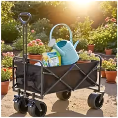 Katlanabilir 100 Kg Taşıma Kapasiteli Çok Amaçlı Araba Vagon Siyah