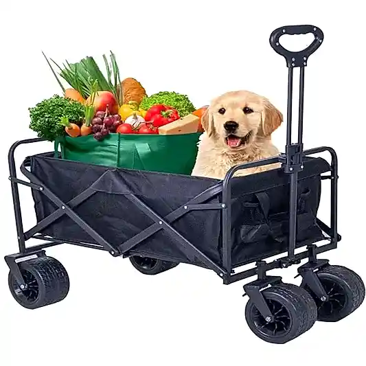 Katlanabilir 100 Kg Taşıma Kapasiteli Çok Amaçlı Araba Vagon Siyah