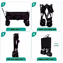 Katlanabilir 100 Kg Taşıma Kapasiteli Çok Amaçlı Araba Vagon Siyah