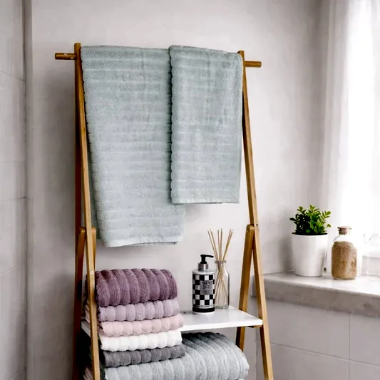 VIP Cotton Kendinden Çizgili Baş ve Vücut Havlusu Su Yeşili