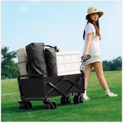 Katlanabilir 100 Kg Taşıma Kapasiteli Çok Amaçlı Araba Vagon Siyah