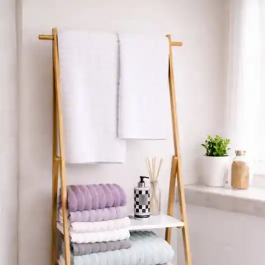 VIP Cotton Kendinden Çizgili Baş ve Vücut Havlusu Beyaz