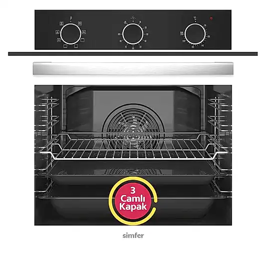 Simfer Powerturbo 76 Lt 9 Fonksiyonlu Cam Ankastre Fırın
