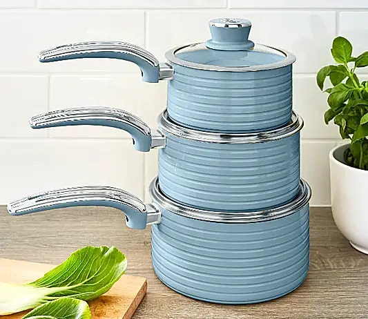 Swan Retro 3 Parça Tencere Seti Mavi