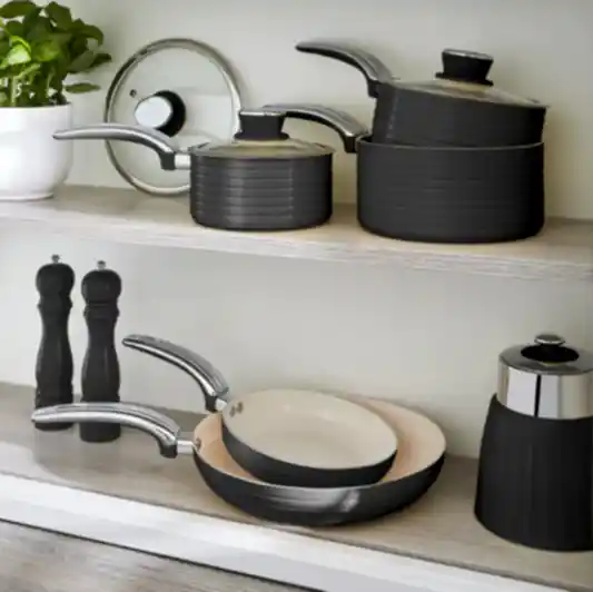 Swan Retro 5 Parça Tencere Tava Seti Siyah