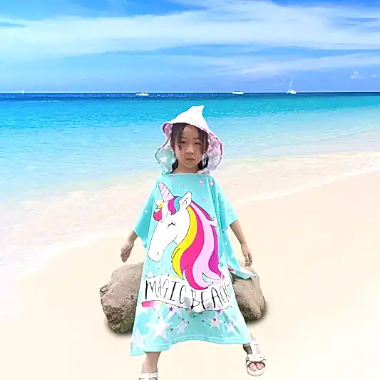 Unicorn Desenli Panço Havlu Mavi 60x60 cm