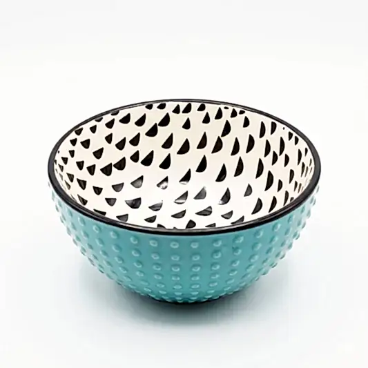 İçi Siyah Puantiyeli Çorba Çerez Kasesi Yeşil 15 cm