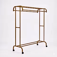 160x150 Cm Metal Tekerlekli Kıyafet Askısı Altın Rengi
