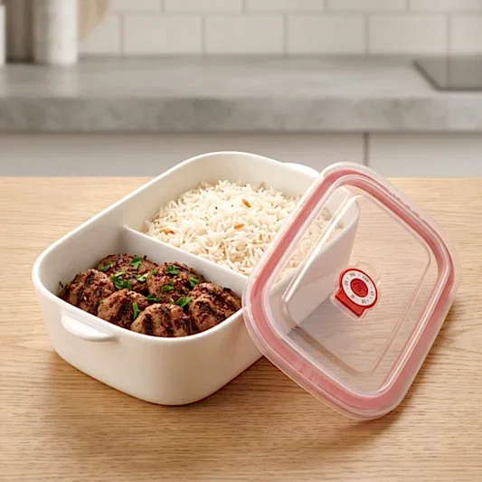 Seramik 2 Bölmeli Saklama Kabı 23 x 13.5 x 5.7 cm