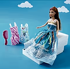 Mavi Elbiseli Barbie Bebek