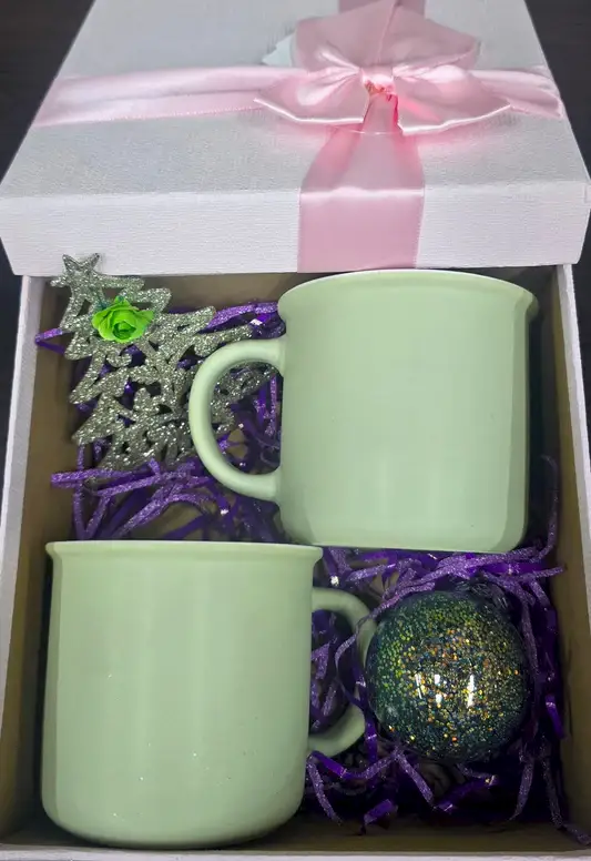 İkili 350 ML Mug Kupa Bardak Yeşil