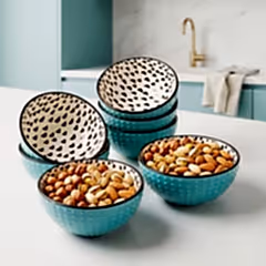 İçi Siyah Puantiyeli Çorba Çerez Kasesi Yeşil 15 cm