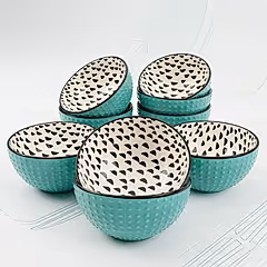 İçi Siyah Puantiyeli Çorba Çerez Kasesi Yeşil 15 cm