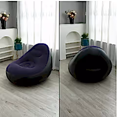 Dahili Pompalı Tabureli Yuvarlak Şişme Koltuk Mor