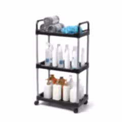 3 Katlı Tekerlekli Banyo Ev Çok Amaçlı Raf Siyah